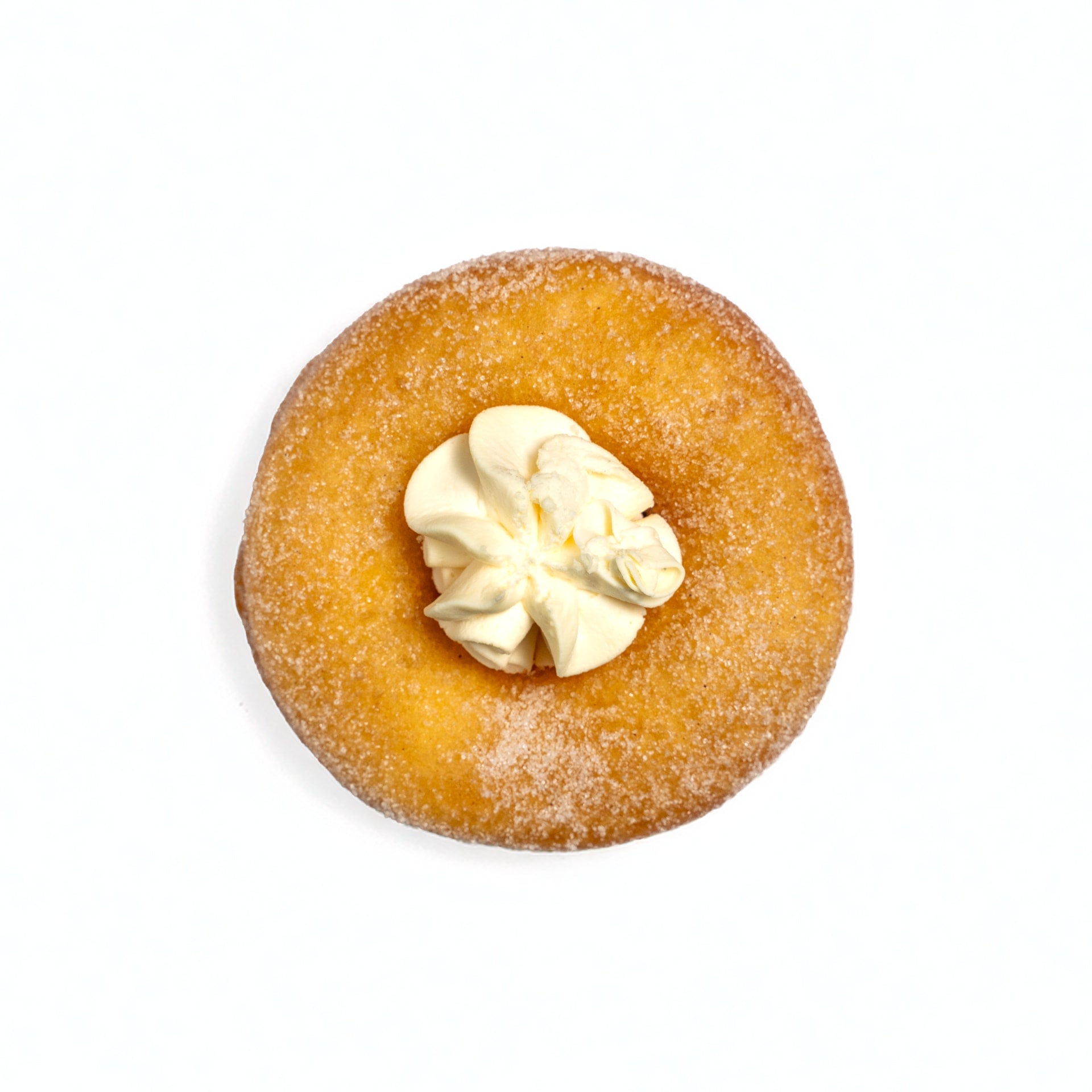 Caramel cream filled donut with cream centre